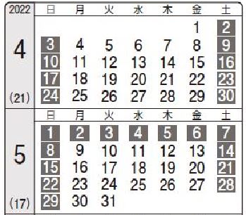 2022年度デンソーカレンダー生産部門4月5月