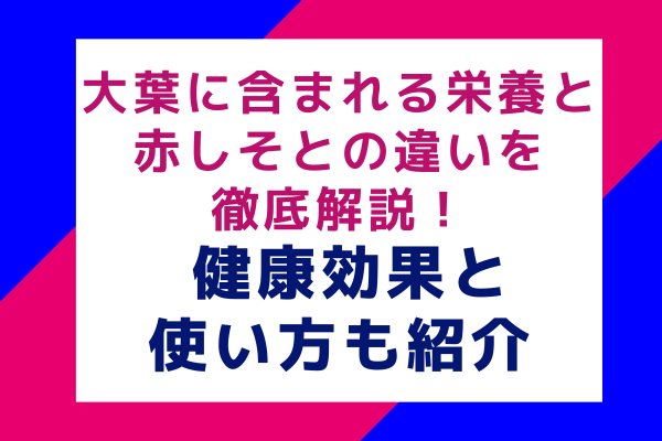 大葉に含まれる栄養と赤しそとの違いを徹底解説！健康効果と使い方も紹介