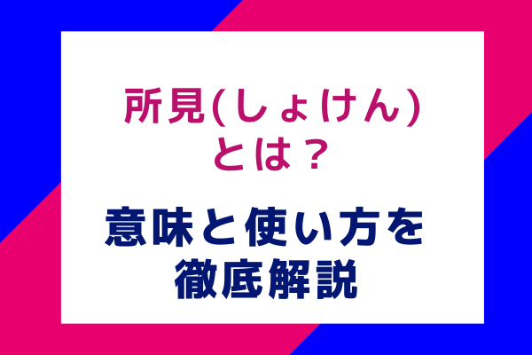 所見(しょけん)とは？意味と使い方を徹底解説